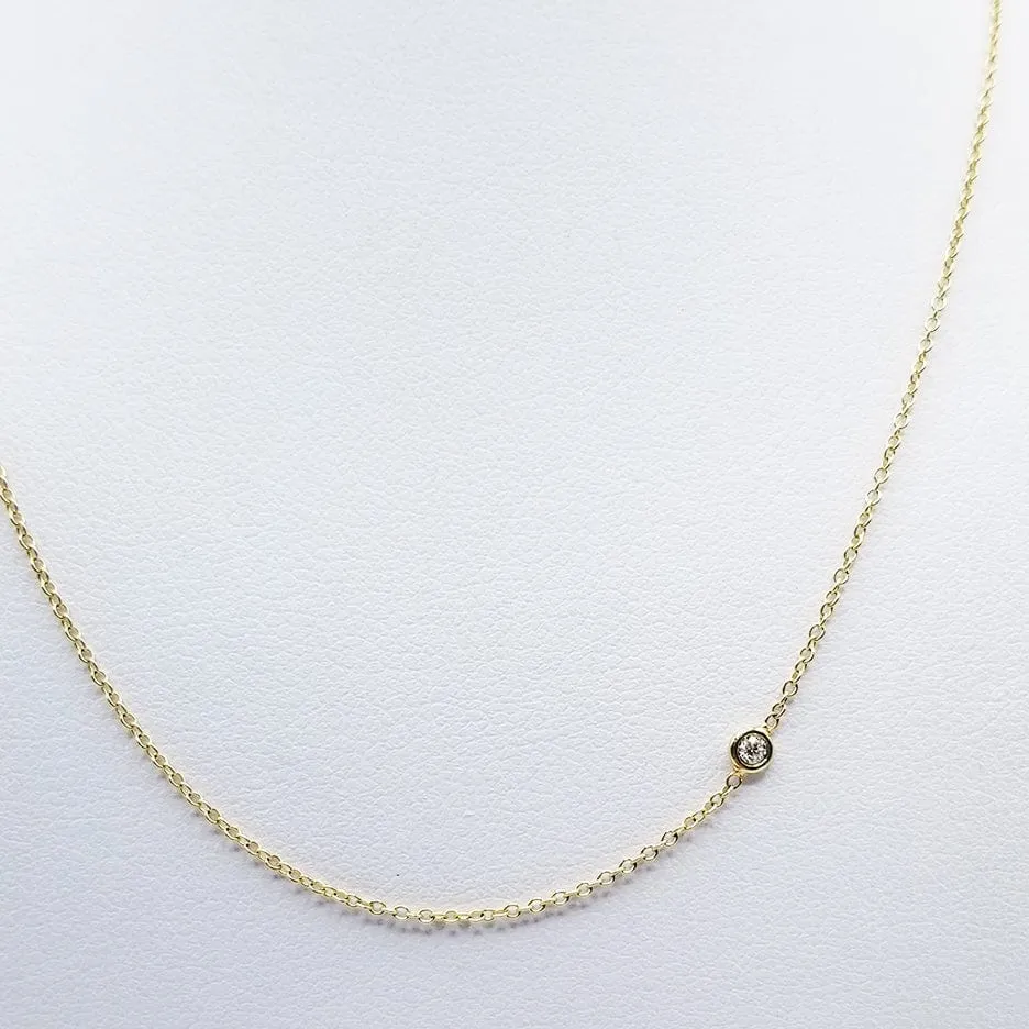 14K GOLD DELICATE CABLE CHAIN WITH 3pt DIAMOND