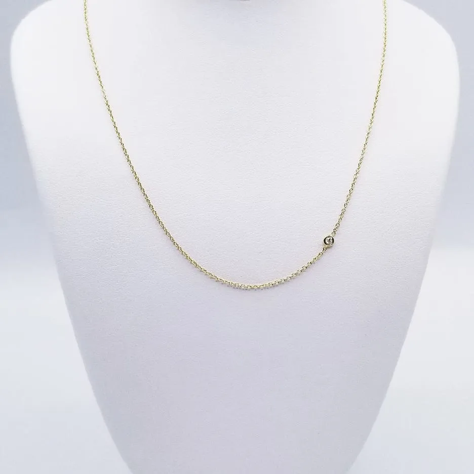 14K GOLD DELICATE CABLE CHAIN WITH 3pt DIAMOND