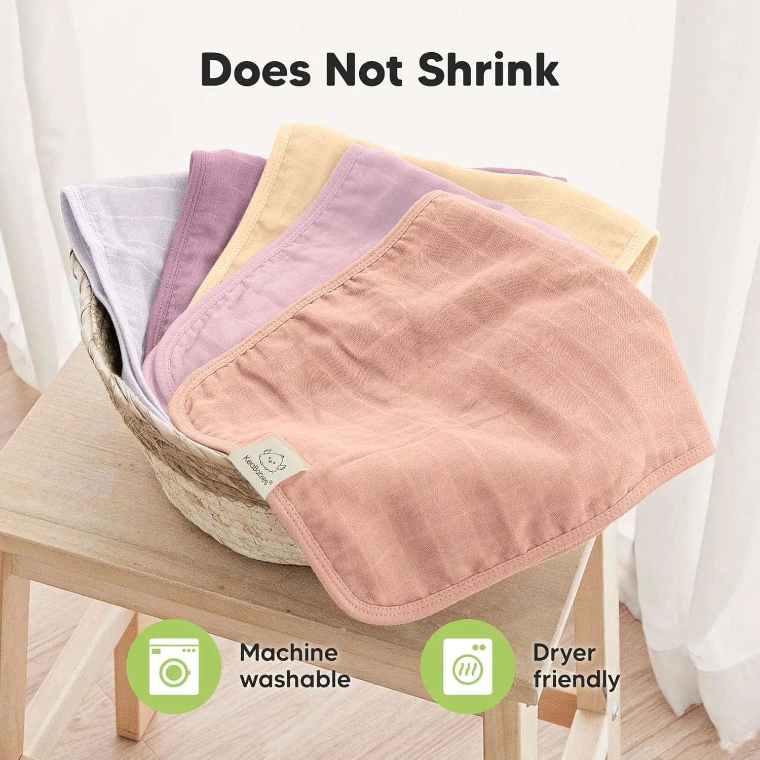 5-Pack Cotton Muslin Burp Cloths Baby Girls, Boys - Soft & Absorbent Spit Up Burp Rags, Large Muslin Towel, Cotton Wash Cloths for Babies, Newborn, Infant, No Shrink, Durable, Neutral (Dew)