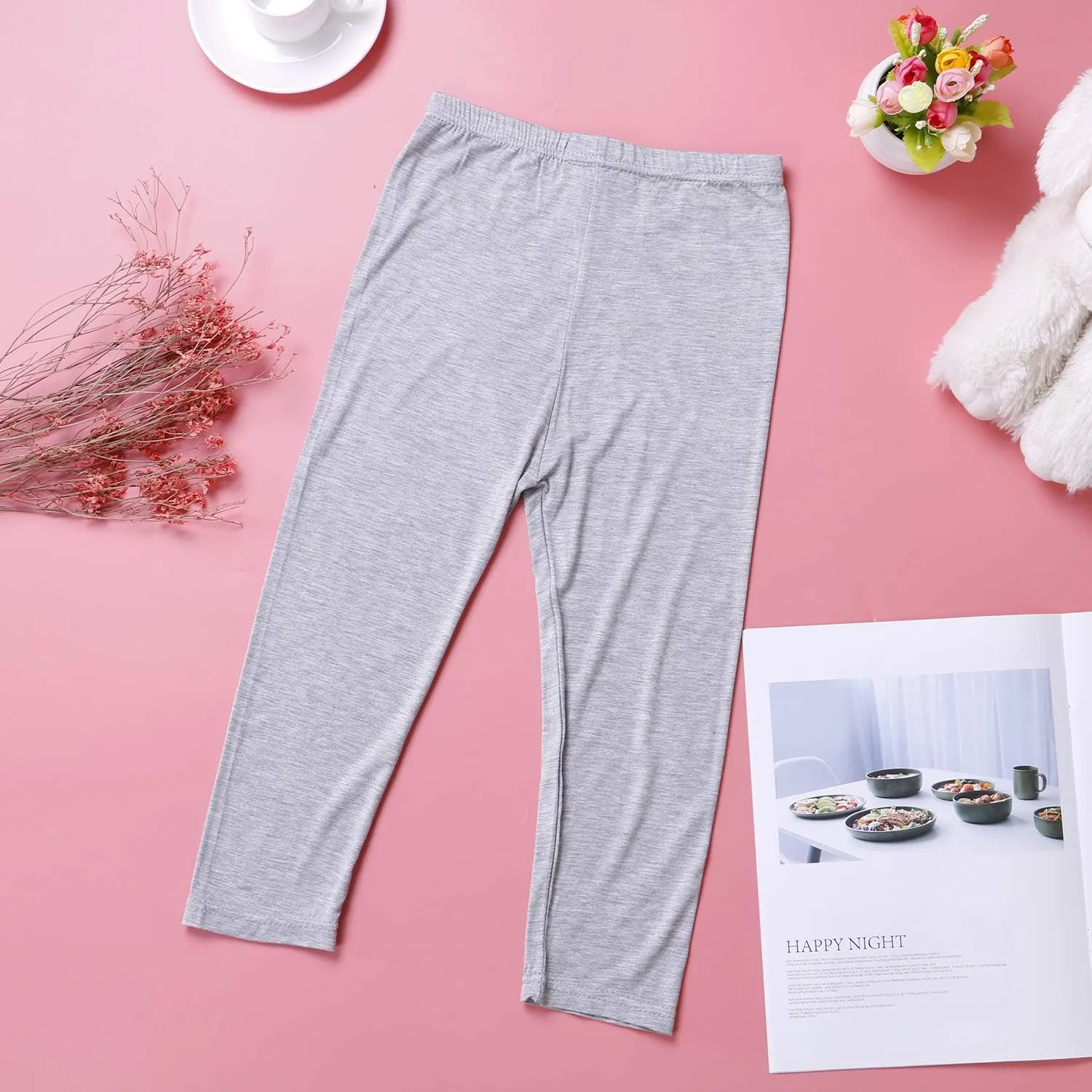 8 Pieces Girls' Capris Leggings Cotton Cropped Leggings School Uniform Pants for Girls, 8 Colors