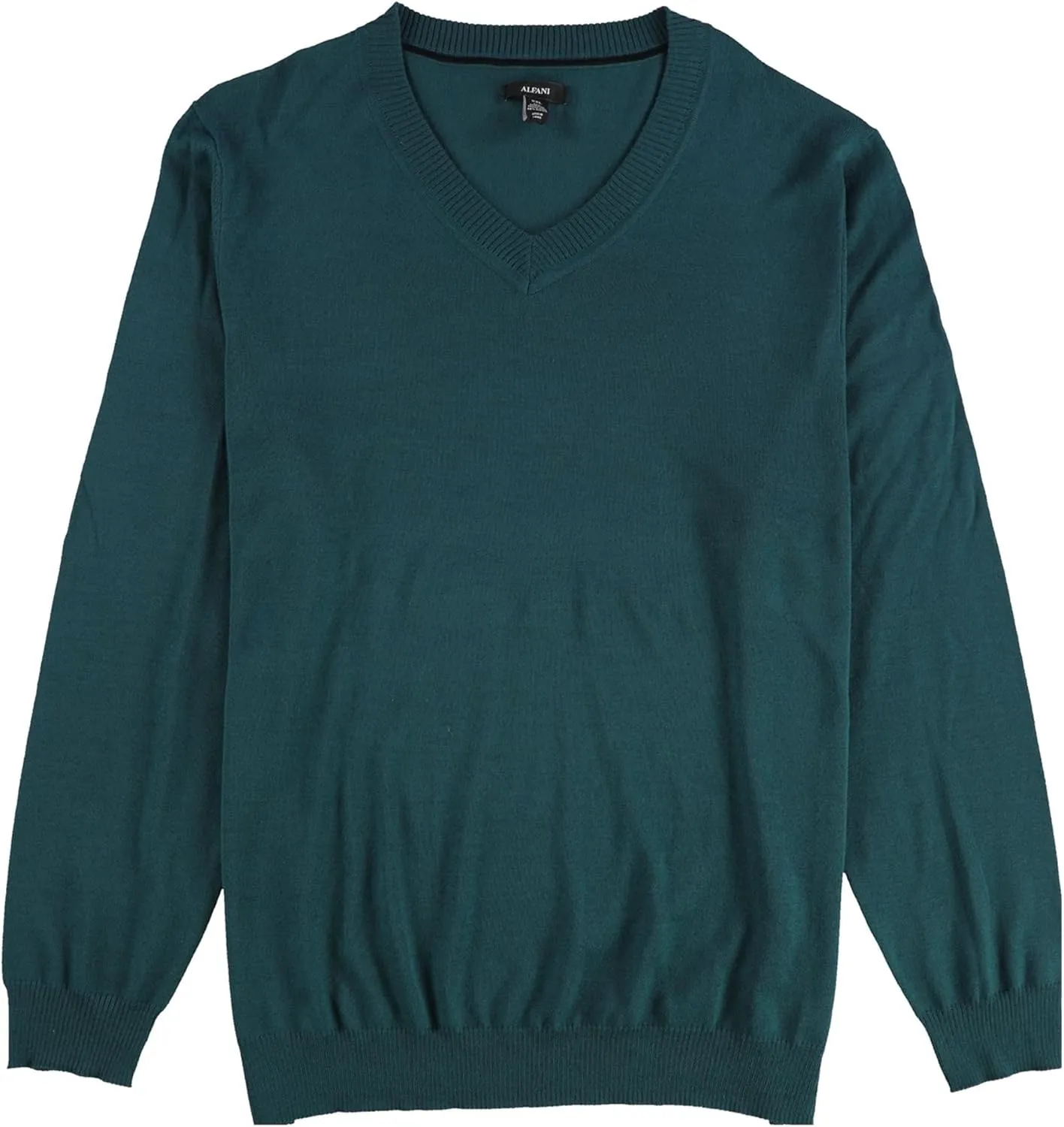 Alfani Mens Ribbed Trim Extra Fine Merino Wool V-Neck Sweater
