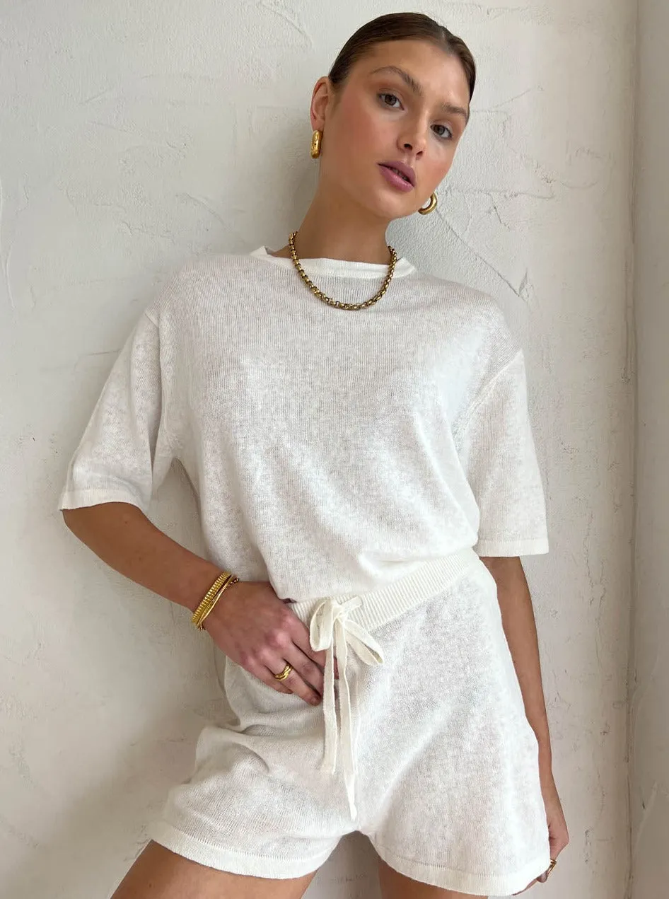 Assembly Label Lea Knit Tee in Antique White