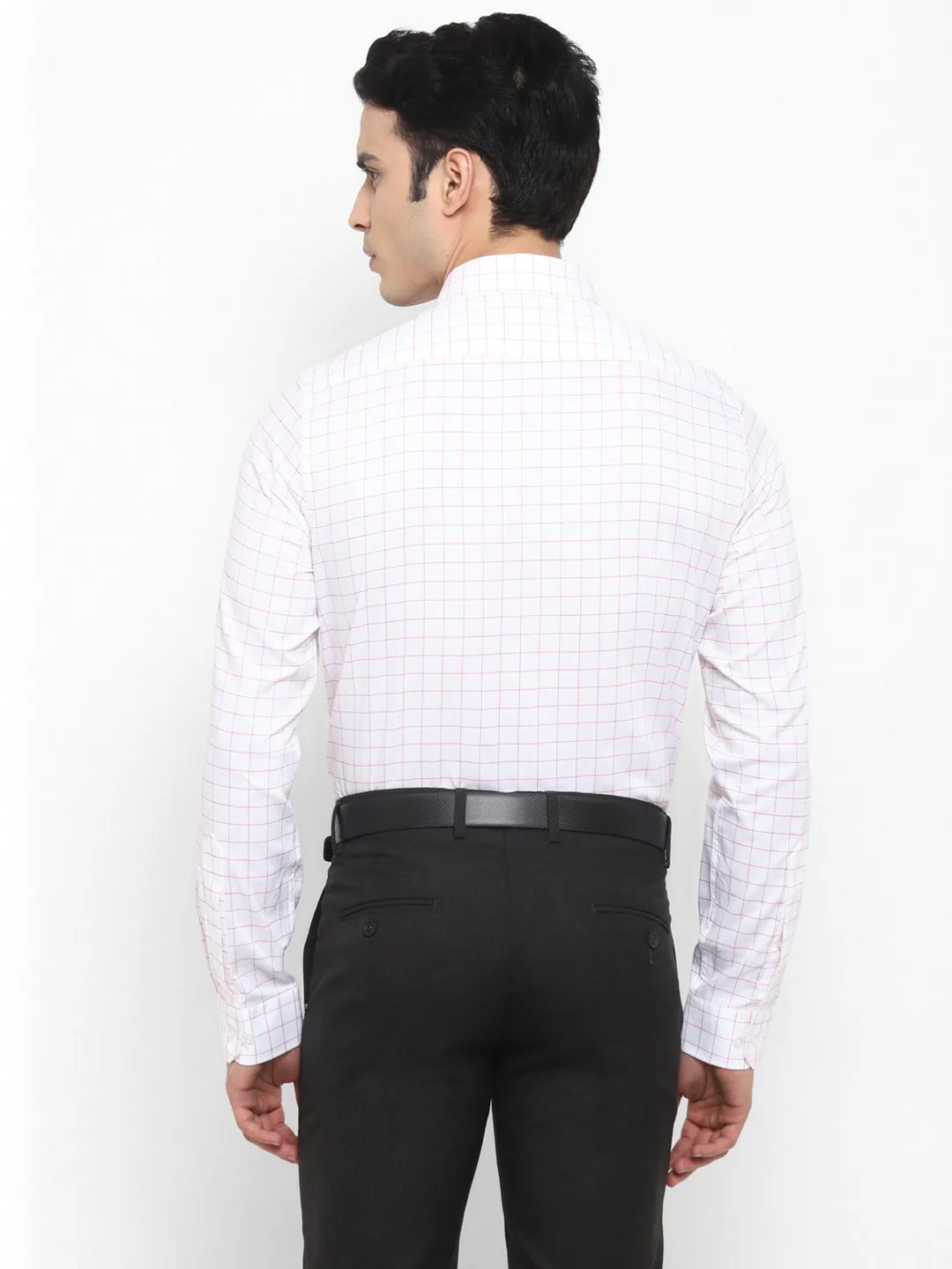 Checked White Slim Fit Formal Shirt