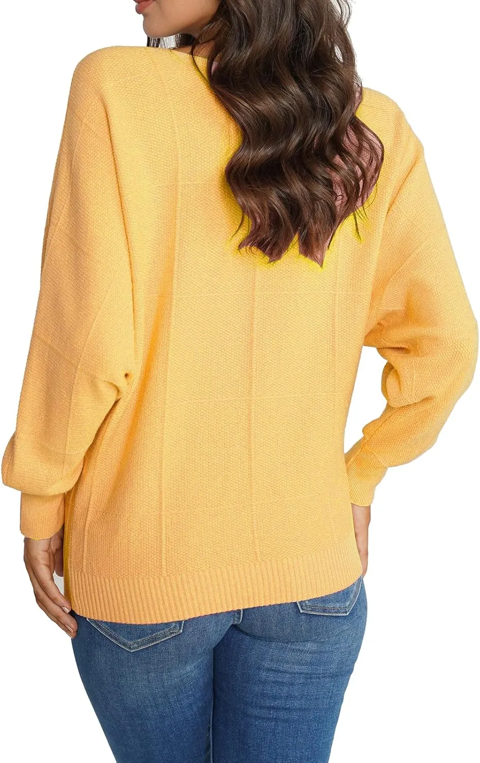Ckikiou Women Cute Spring Fall Boatneck Batwing Soft Knitted Sweater for Women Casual Loose Long Sleeve Ribbed Pullover Top