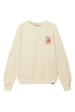 Dragon Back Print Crewneck Sweatshirt White