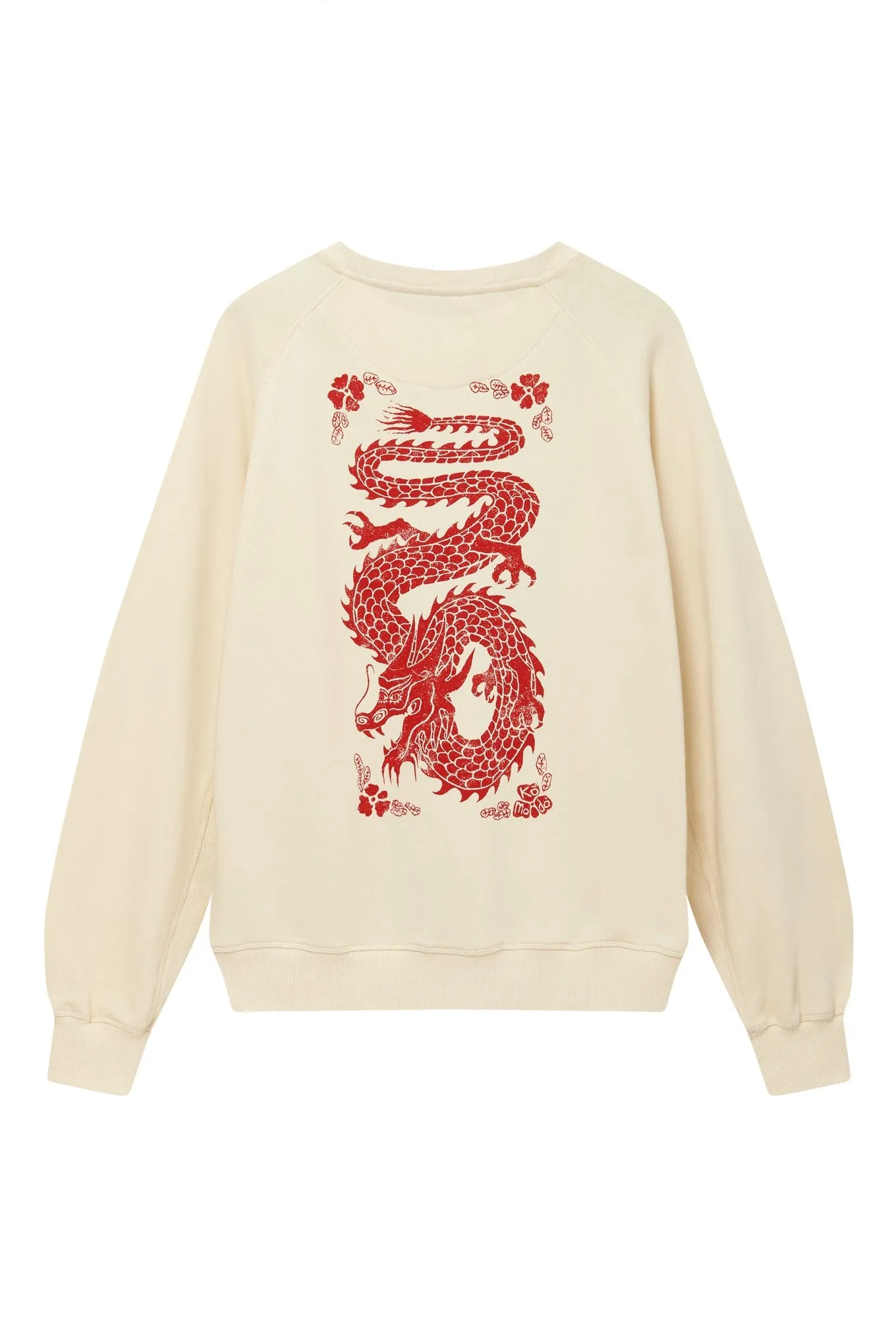 Dragon Back Print Crewneck Sweatshirt White