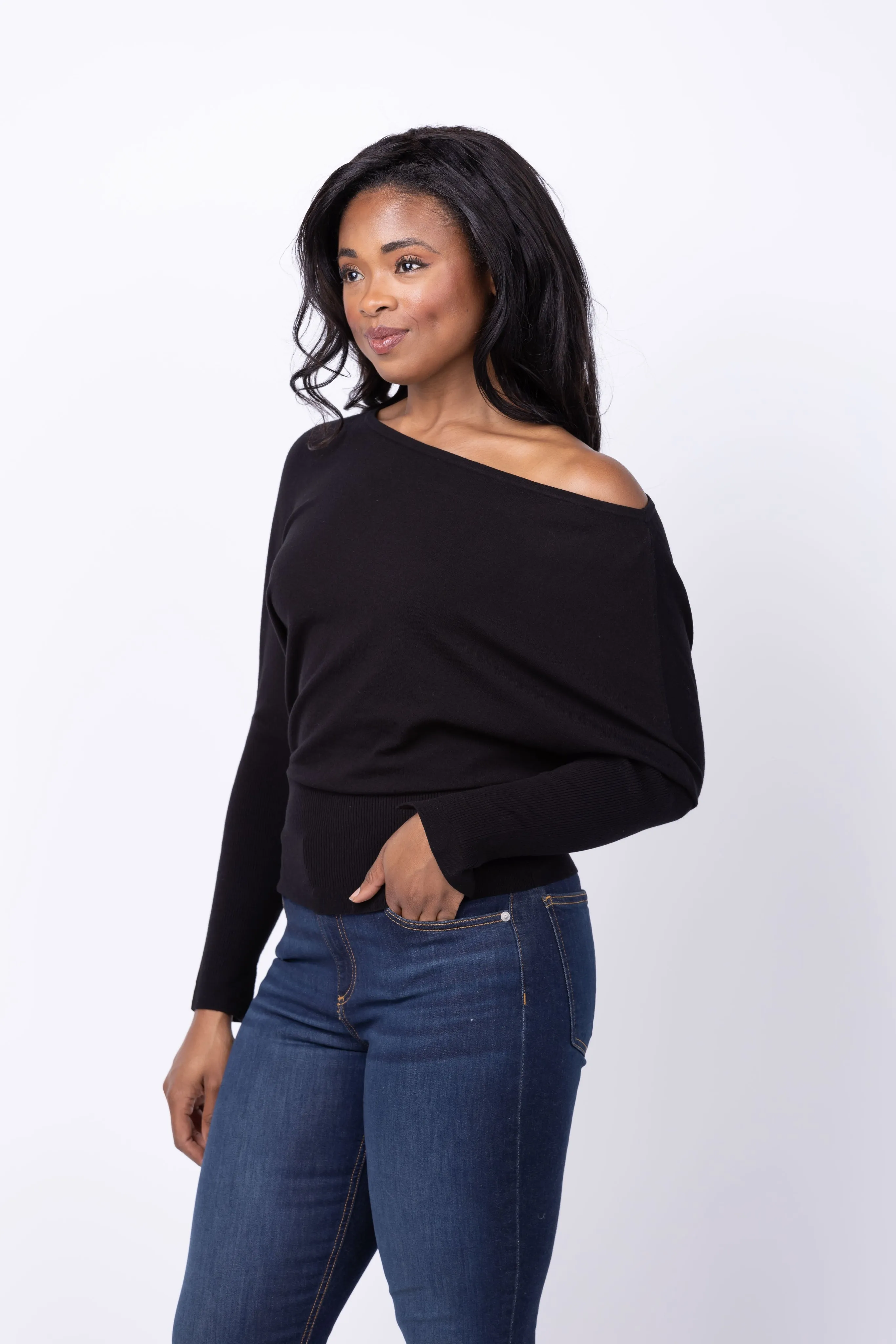 Dylan Off-Shoulder Top in Black