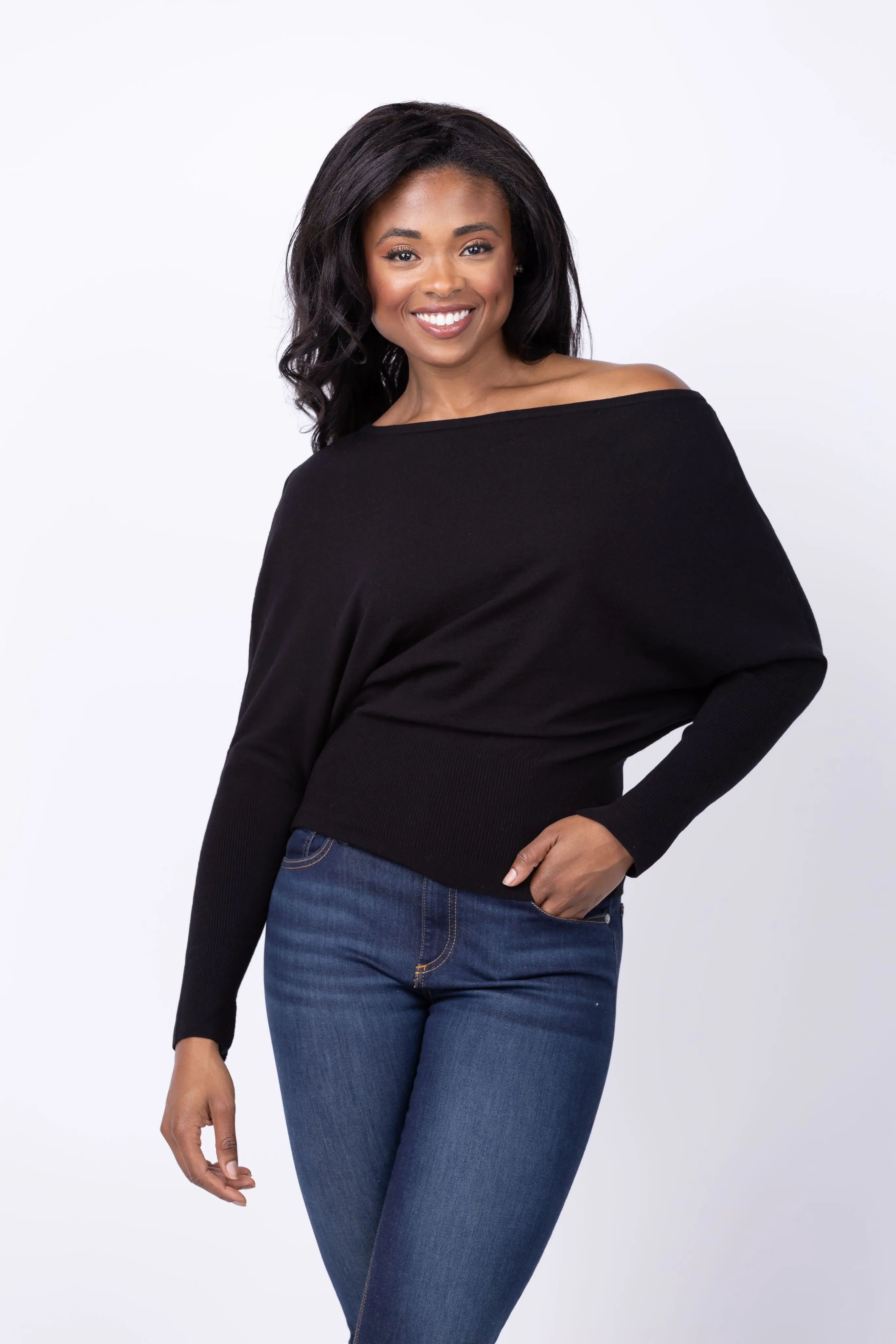 Dylan Off-Shoulder Top in Black