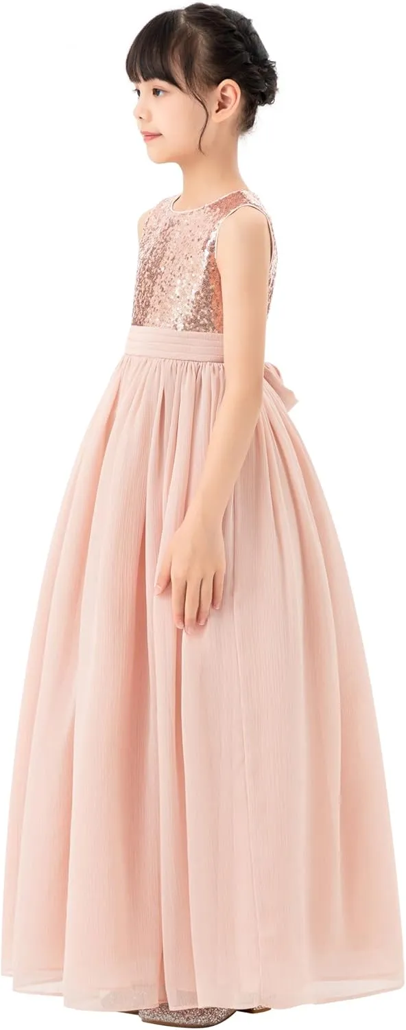 ekidsbridal Chiffon Sequins Heart Cutout Flower Girl Dresses for Beauty Pageants SH1