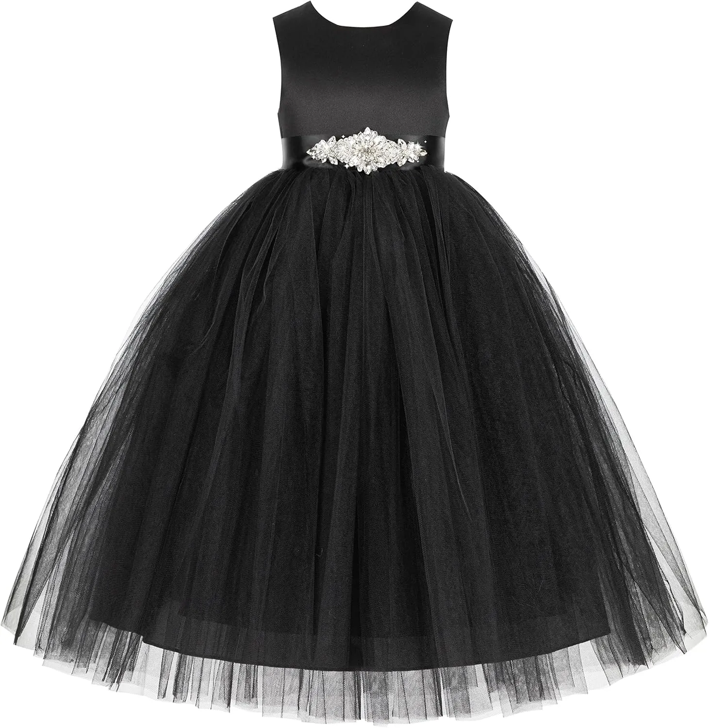 ekidsbridal V-Back Satin Tulle Flower Girl Dresses for Toddlers Holy Baptism Gown 219