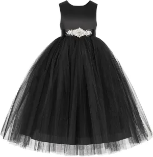 ekidsbridal V-Back Satin Tulle Flower Girl Dresses for Toddlers Holy Baptism Gown 219