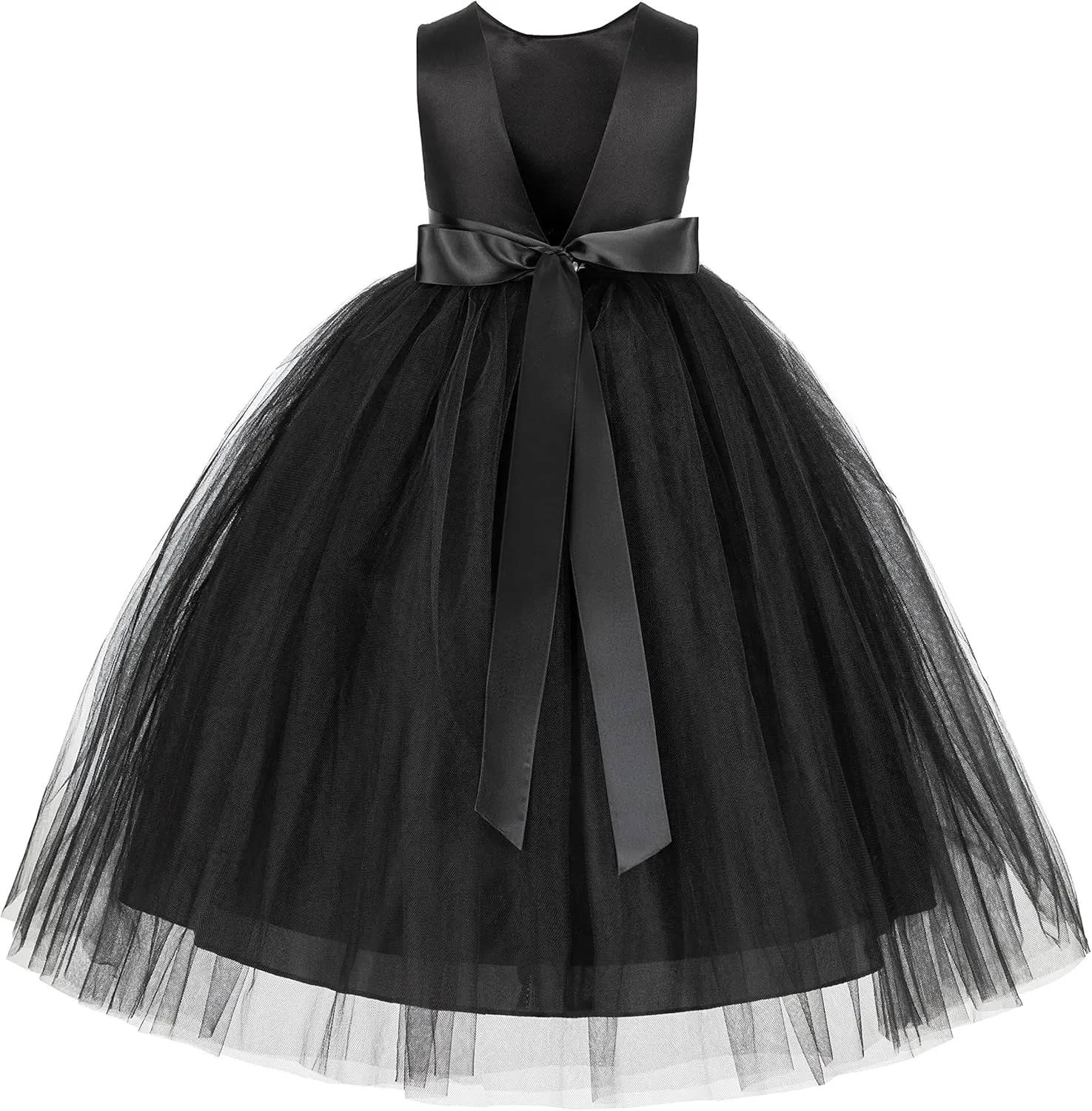 ekidsbridal V-Back Satin Tulle Flower Girl Dresses for Toddlers Holy Baptism Gown 219