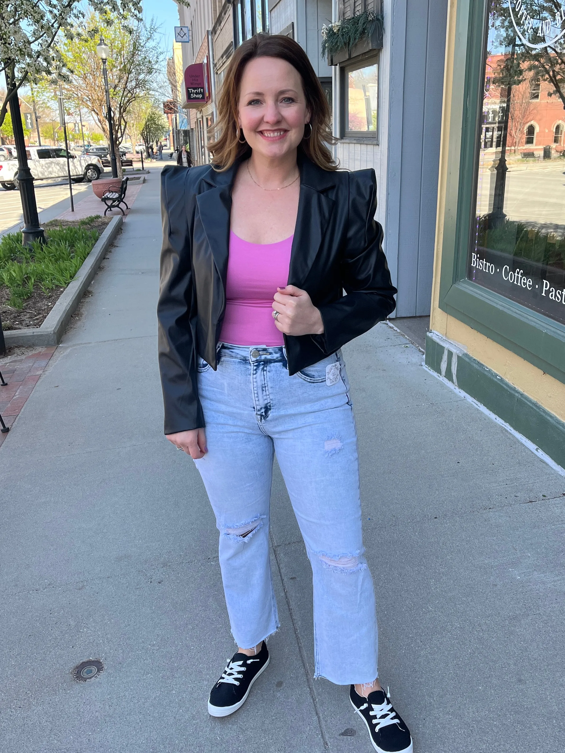 Faux Leather Bold Blazer