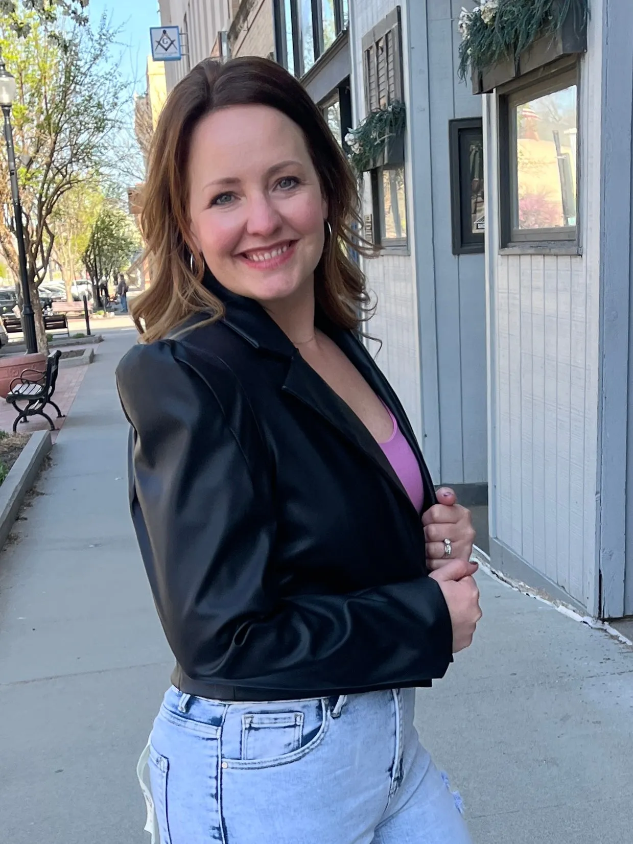 Faux Leather Bold Blazer