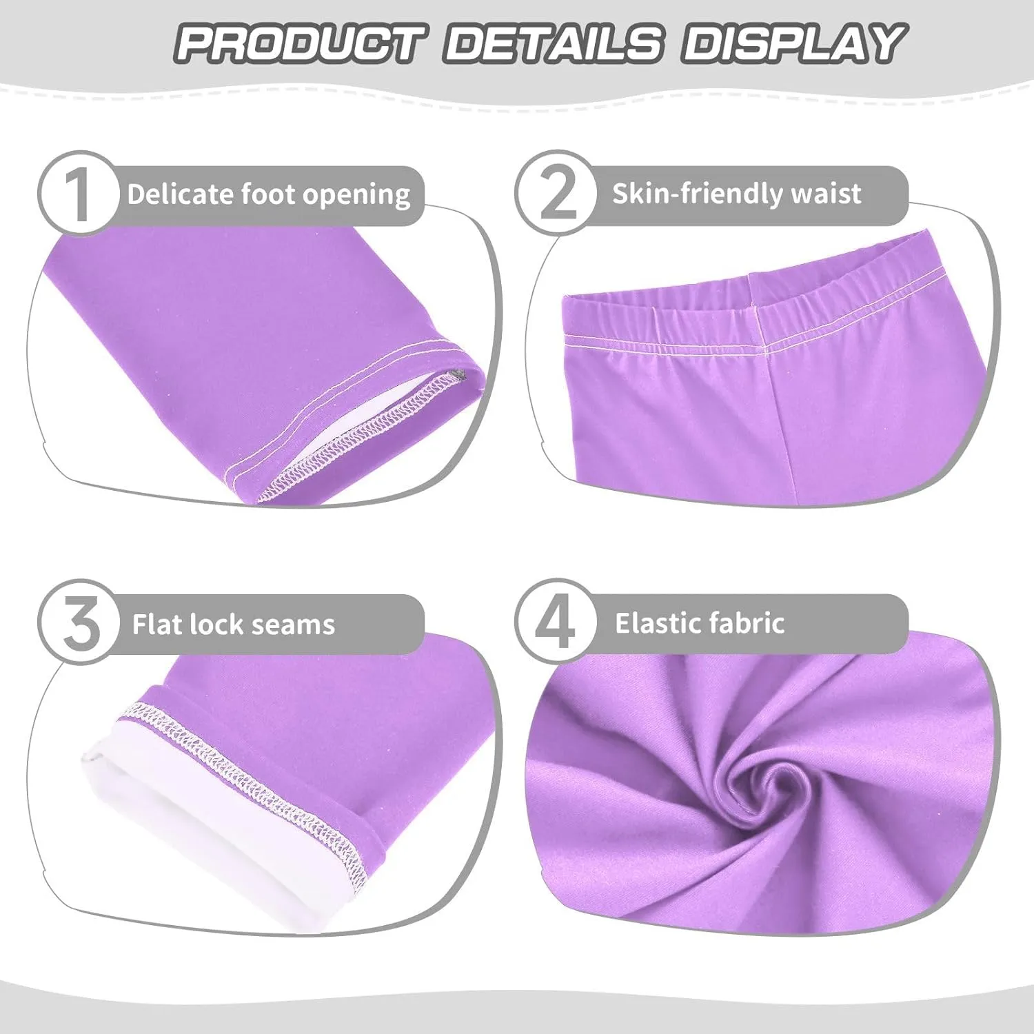 Girls' Leggings Bright Lilac Toddler Kids Stretch Yoga Pants Tights Dance Athletic Long Pants 9-10T