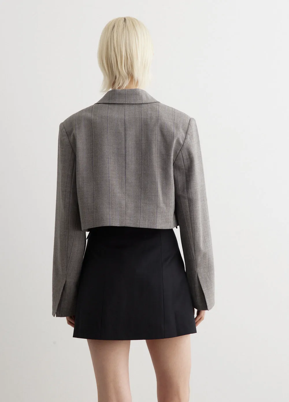 Herringbone Suiting Short Blazer