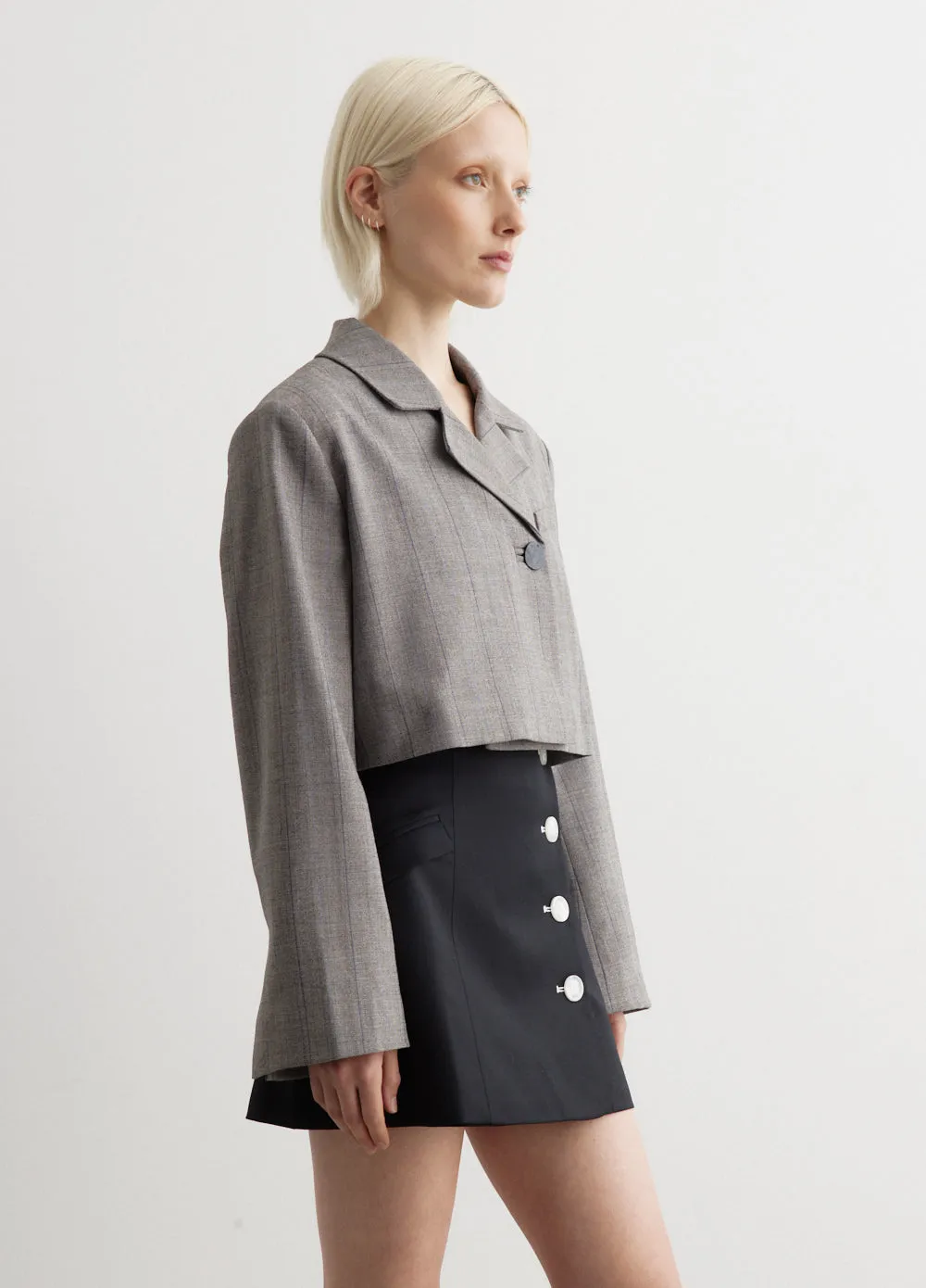 Herringbone Suiting Short Blazer