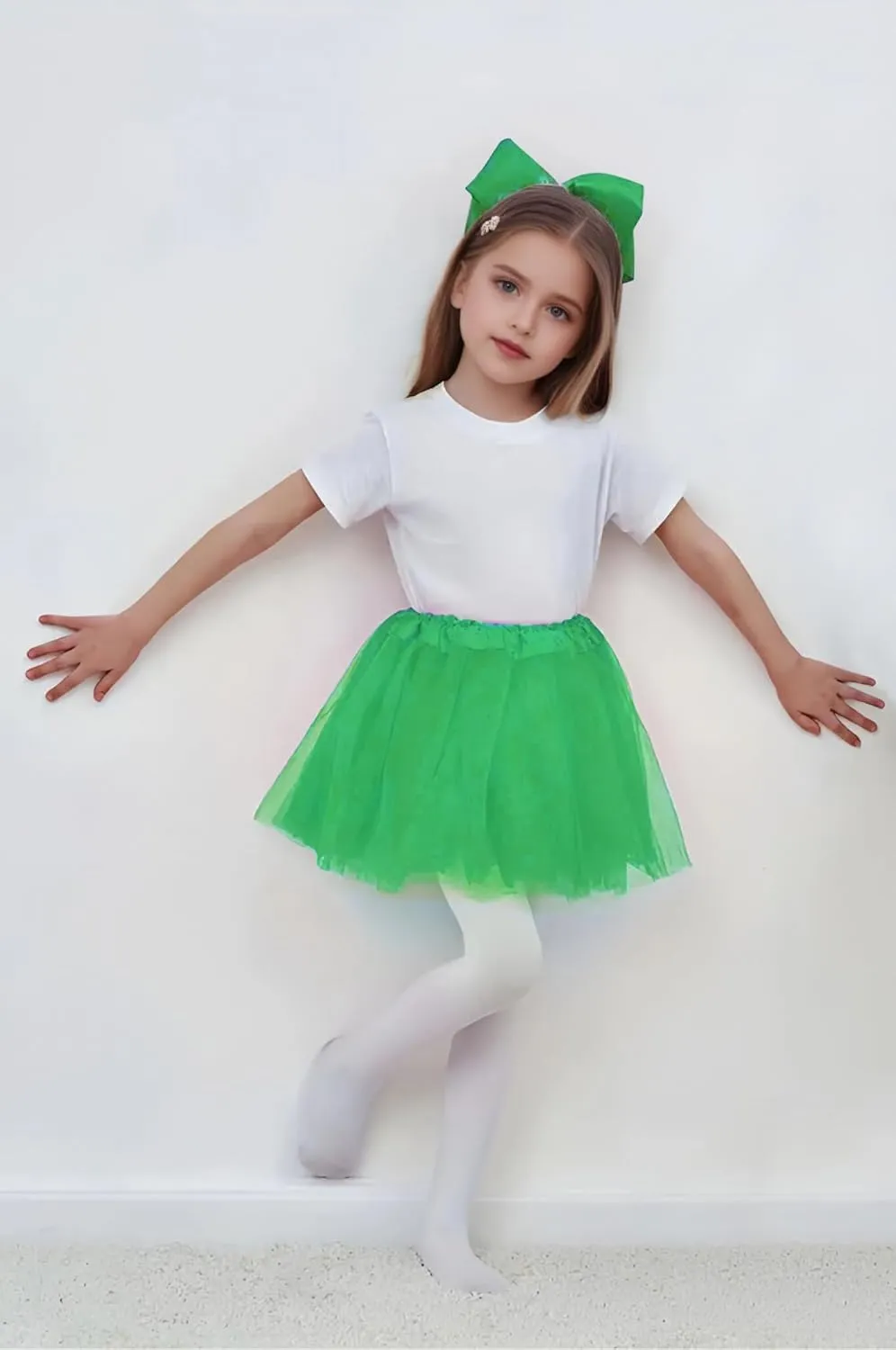 Jastore Girls Tutu Skirt 4 Layers Tulle Tutus for Girls Fluffy Ballet Dress Up for Toddler Kids Children