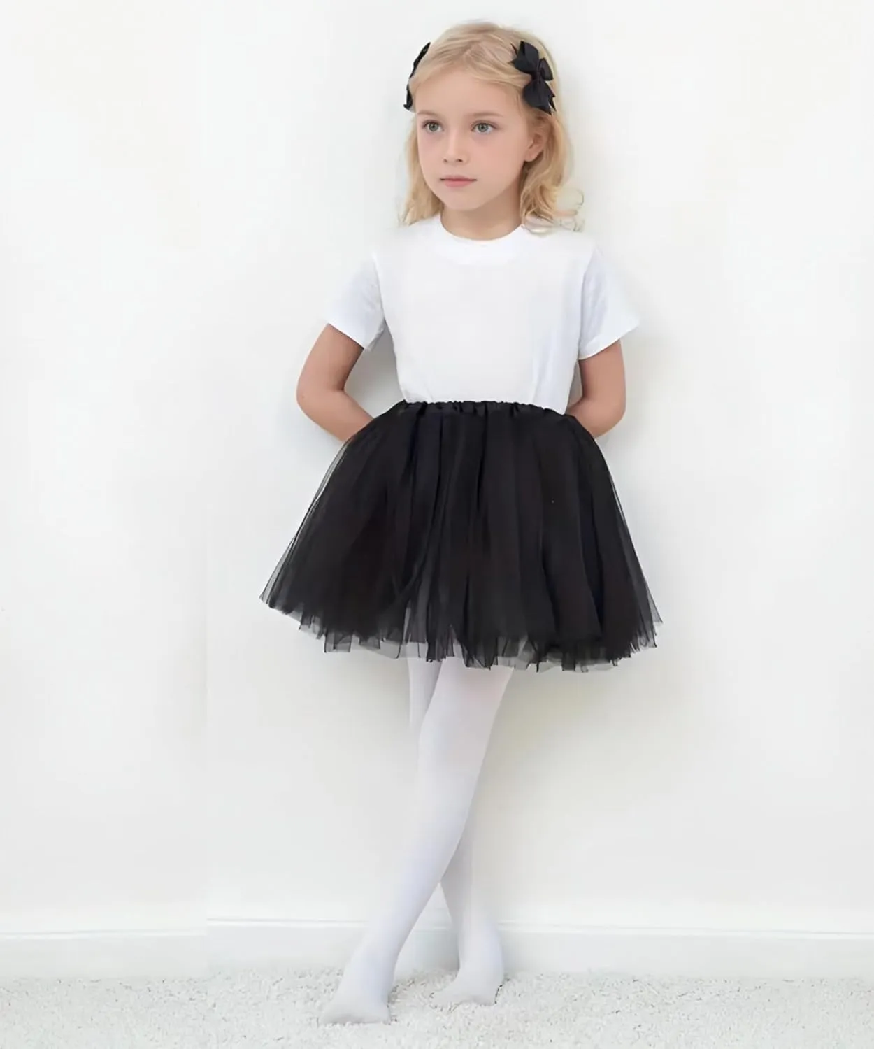 Jastore Girls Tutu Skirt 4 Layers Tulle Tutus for Girls Fluffy Ballet Dress Up for Toddler Kids Children