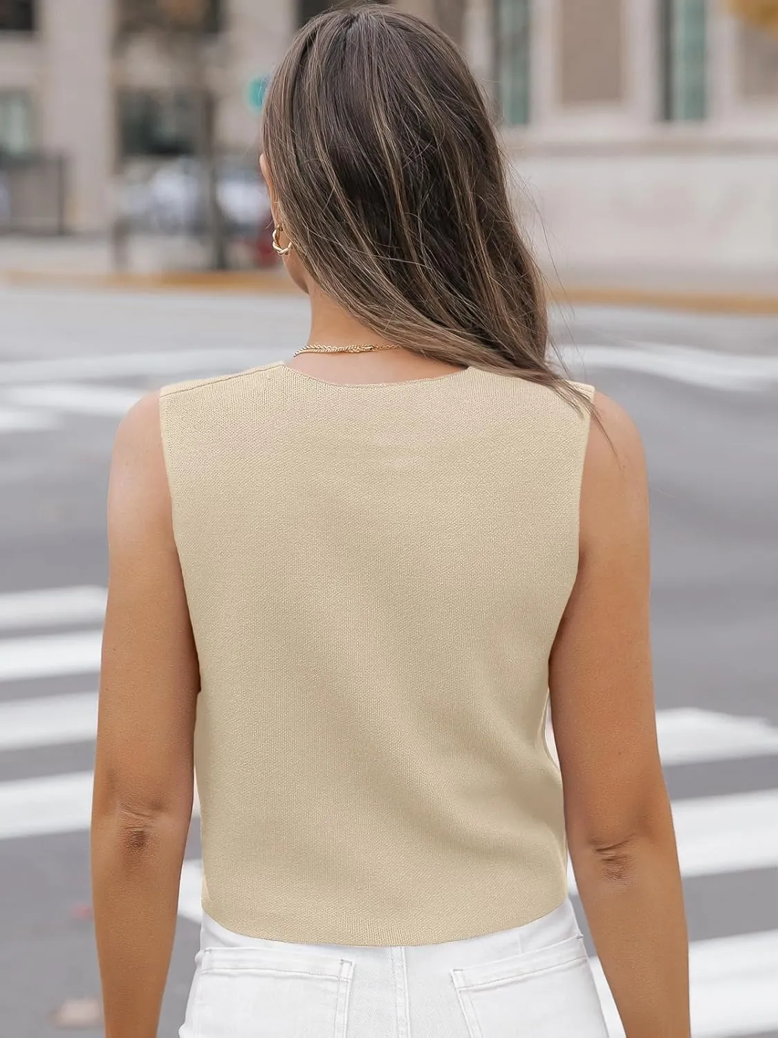 LILLUSORY Sweater Vest Women Dressy Button Up Sweater Tank Tops 2024 Knit Work Business Casual Outfits