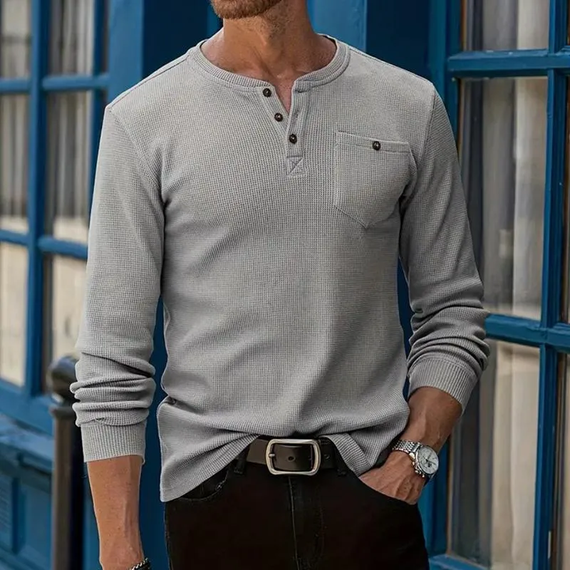 Men's Long Sleeve Henry Collar T-Shirt 60242829YY