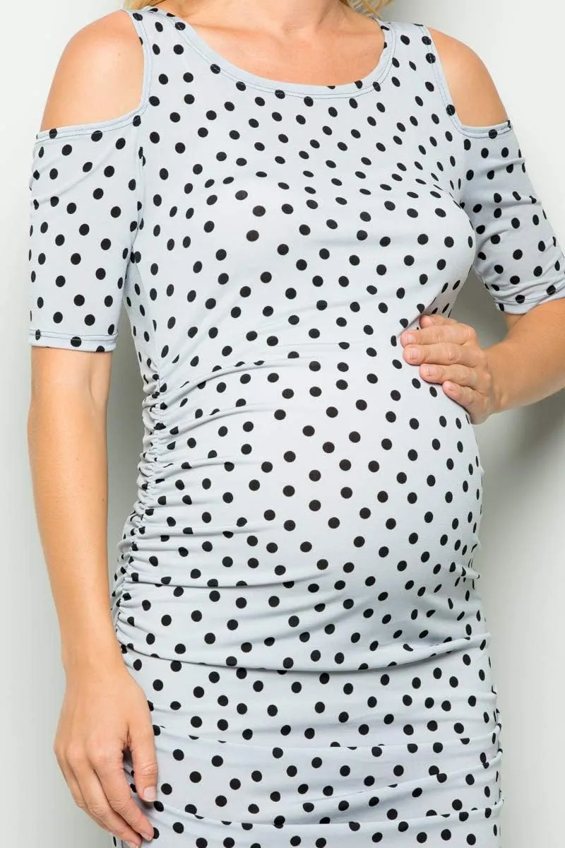 My Bump Women's Cold Shoulder Fitted Maternity Dress W/Side Ruched