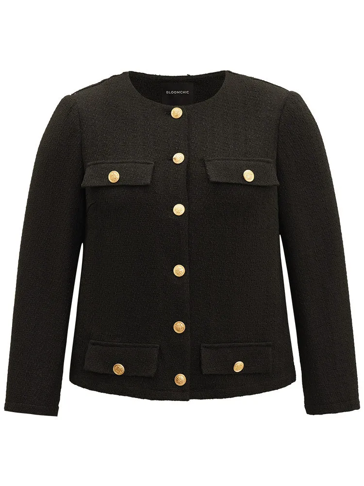 Plain Texture Buckle Detail Blazer