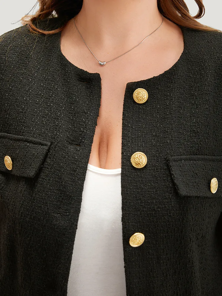 Plain Texture Buckle Detail Blazer