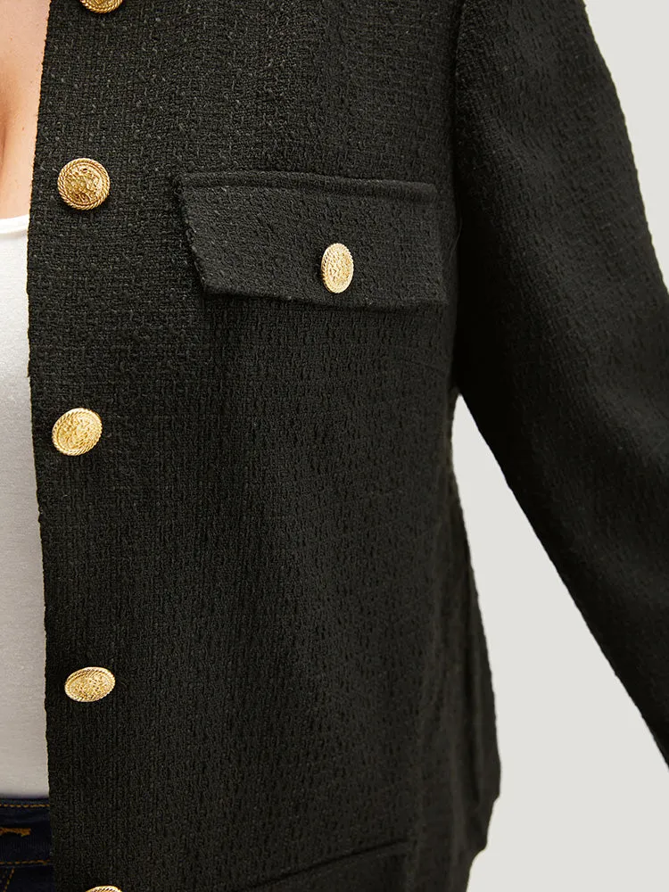 Plain Texture Buckle Detail Blazer