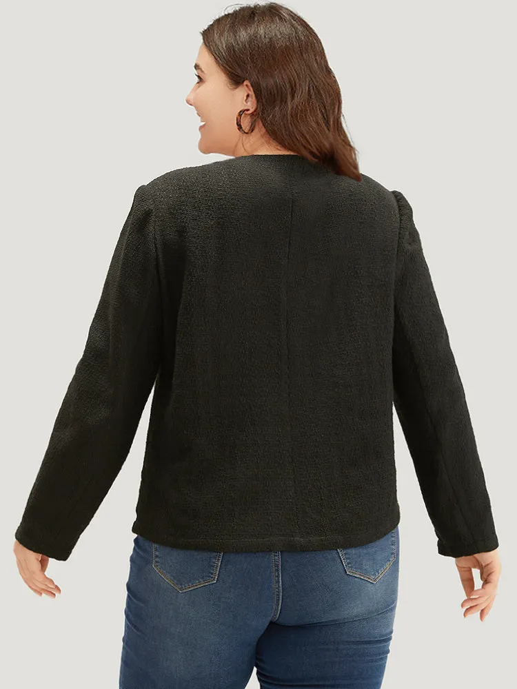 Plain Texture Buckle Detail Blazer