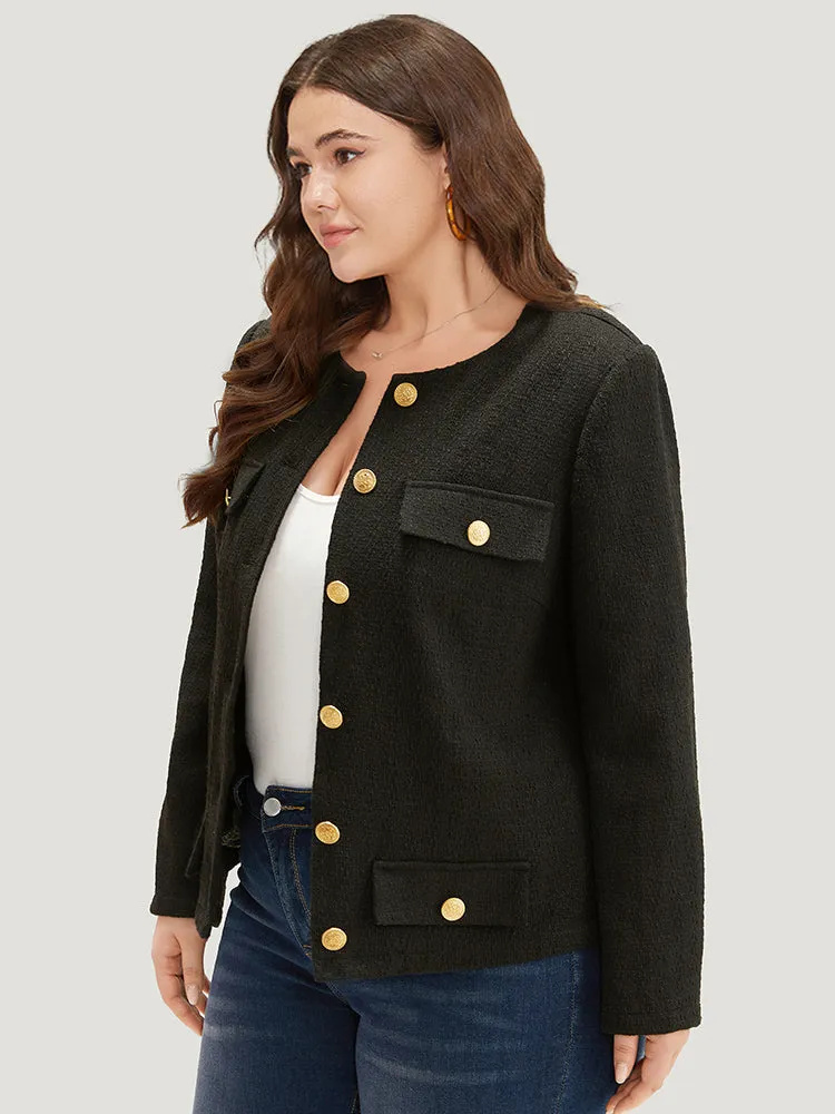 Plain Texture Buckle Detail Blazer
