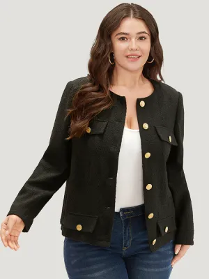 Plain Texture Buckle Detail Blazer