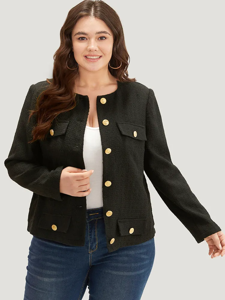 Plain Texture Buckle Detail Blazer