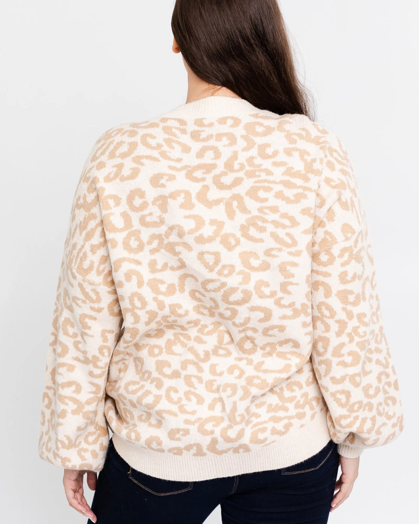 Priscilla Leopard Print Pullover Sweater | Ivory / Gold
