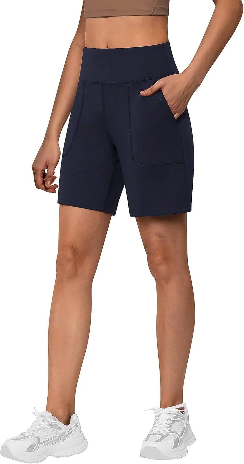 QUEENIEKE 7" Inseam Athletic Shorts for Women High Waisted Bermuda Running Pants Loose Fit Style