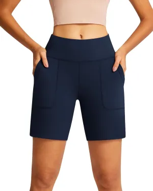 QUEENIEKE 7" Inseam Athletic Shorts for Women High Waisted Bermuda Running Pants Loose Fit Style