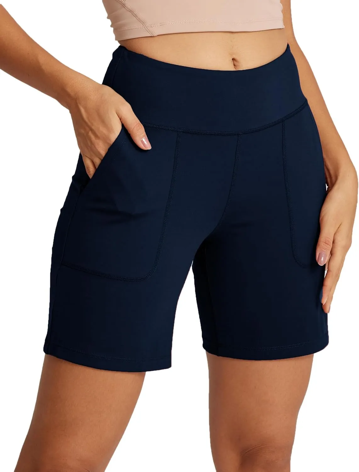 QUEENIEKE 7" Inseam Athletic Shorts for Women High Waisted Bermuda Running Pants Loose Fit Style