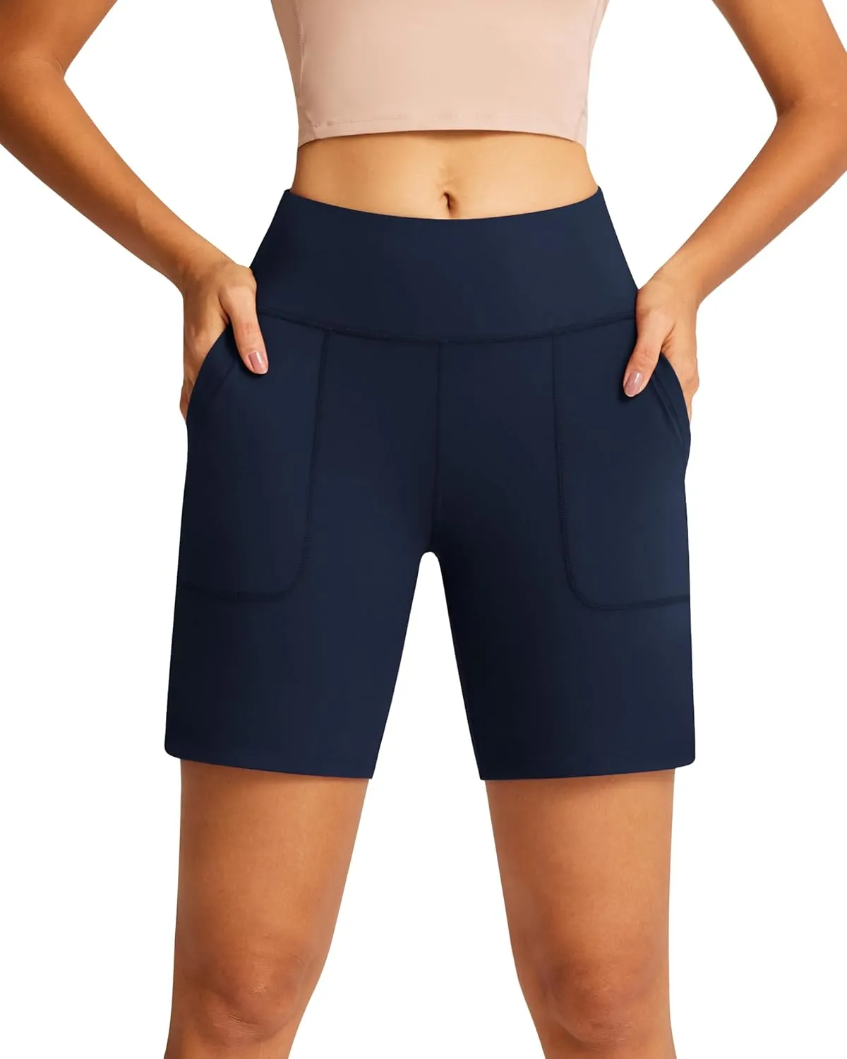 QUEENIEKE 7" Inseam Athletic Shorts for Women High Waisted Bermuda Running Pants Loose Fit Style