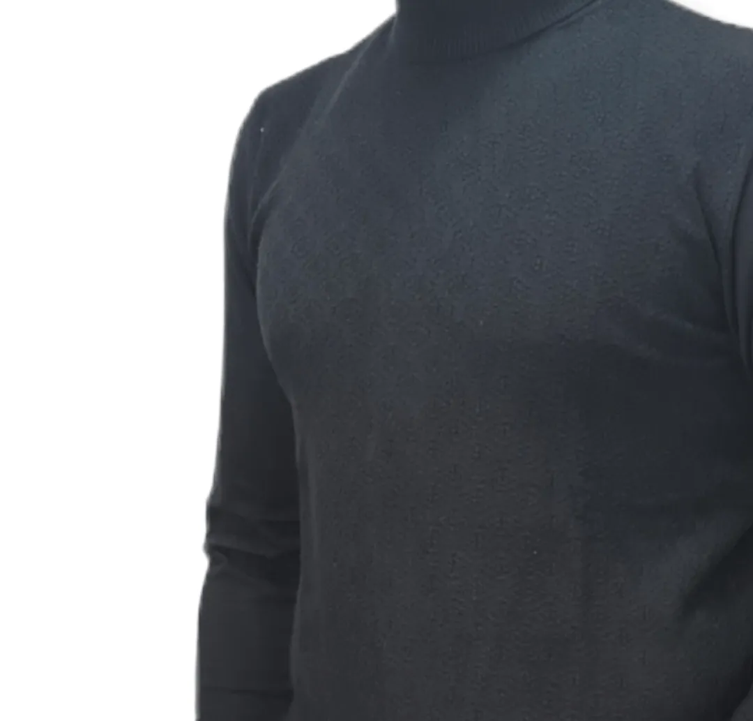 [Slim Fit] Men High Collar (Turtleneck) Pullover Massimo (circle shapes) - Black