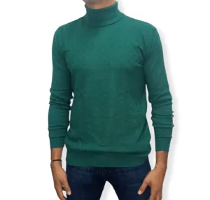 [Slim Fit] Men High Collar (Turtleneck) Pullover Massimo (circle shapes) - Green