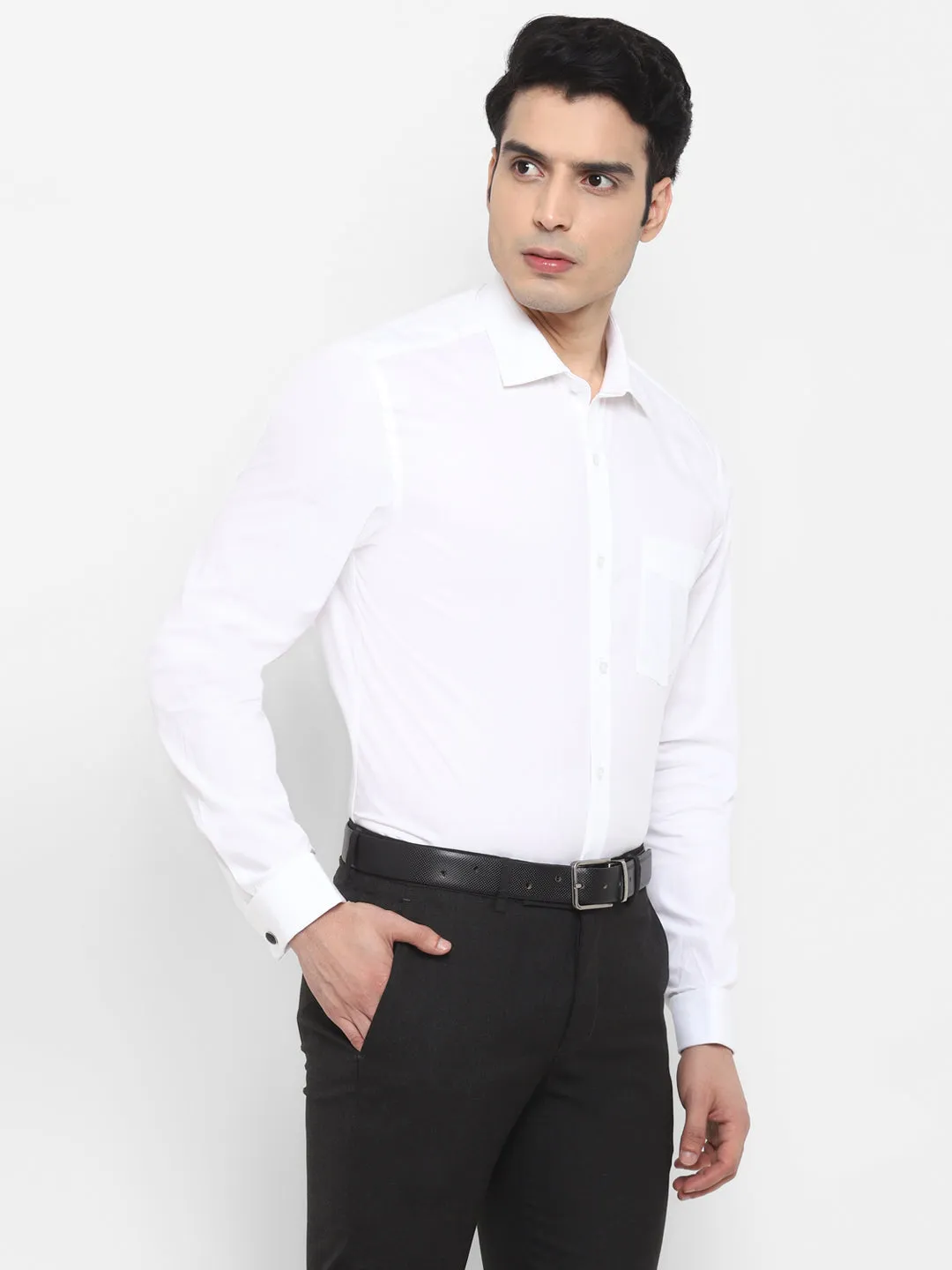 Solid White Slim Fit Formal Shirt