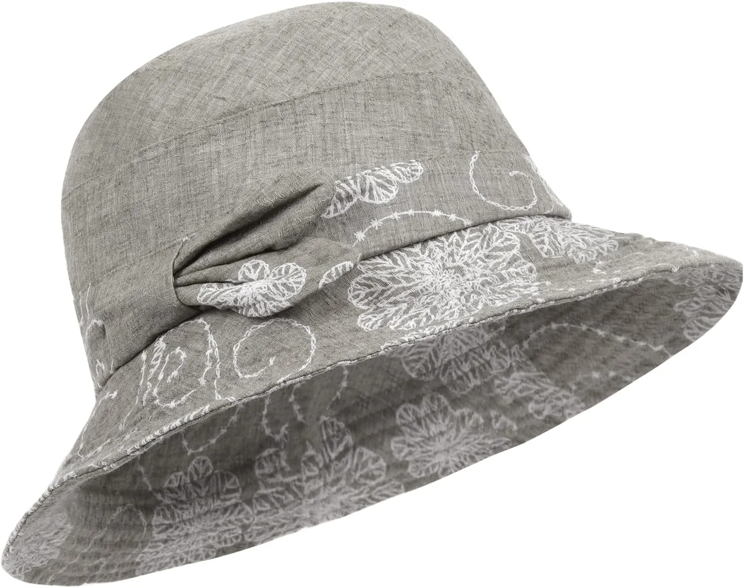 Summer Beach Sun Hats for Women Ladies Wide Brim Floral Cotton Packable Bucket Hat Travel Sun Protection UPF 50  Hat