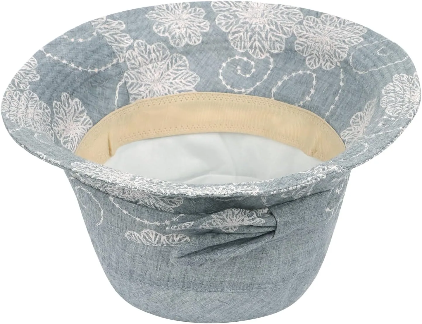 Summer Beach Sun Hats for Women Ladies Wide Brim Floral Cotton Packable Bucket Hat Travel Sun Protection UPF 50  Hat