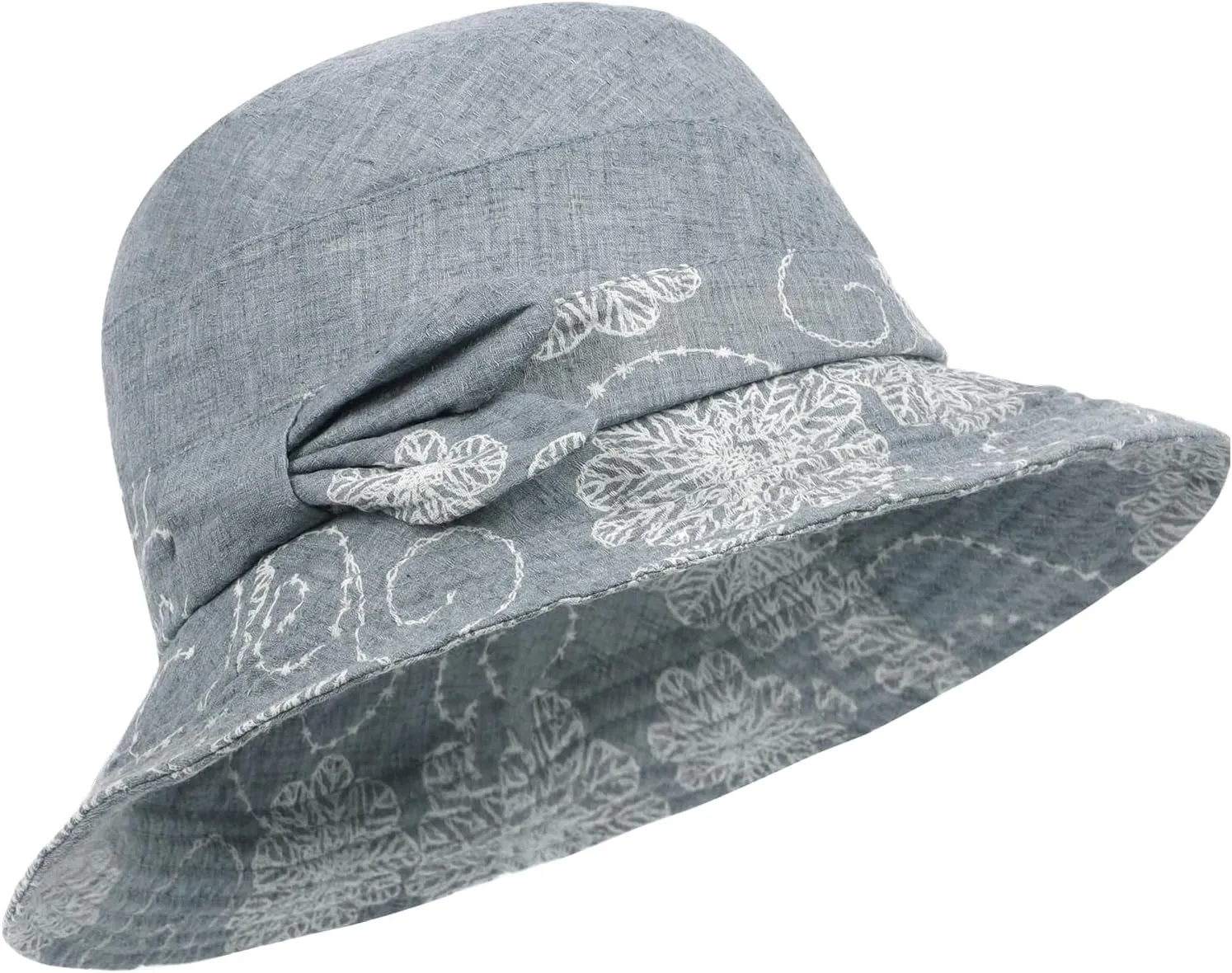 Summer Beach Sun Hats for Women Ladies Wide Brim Floral Cotton Packable Bucket Hat Travel Sun Protection UPF 50  Hat