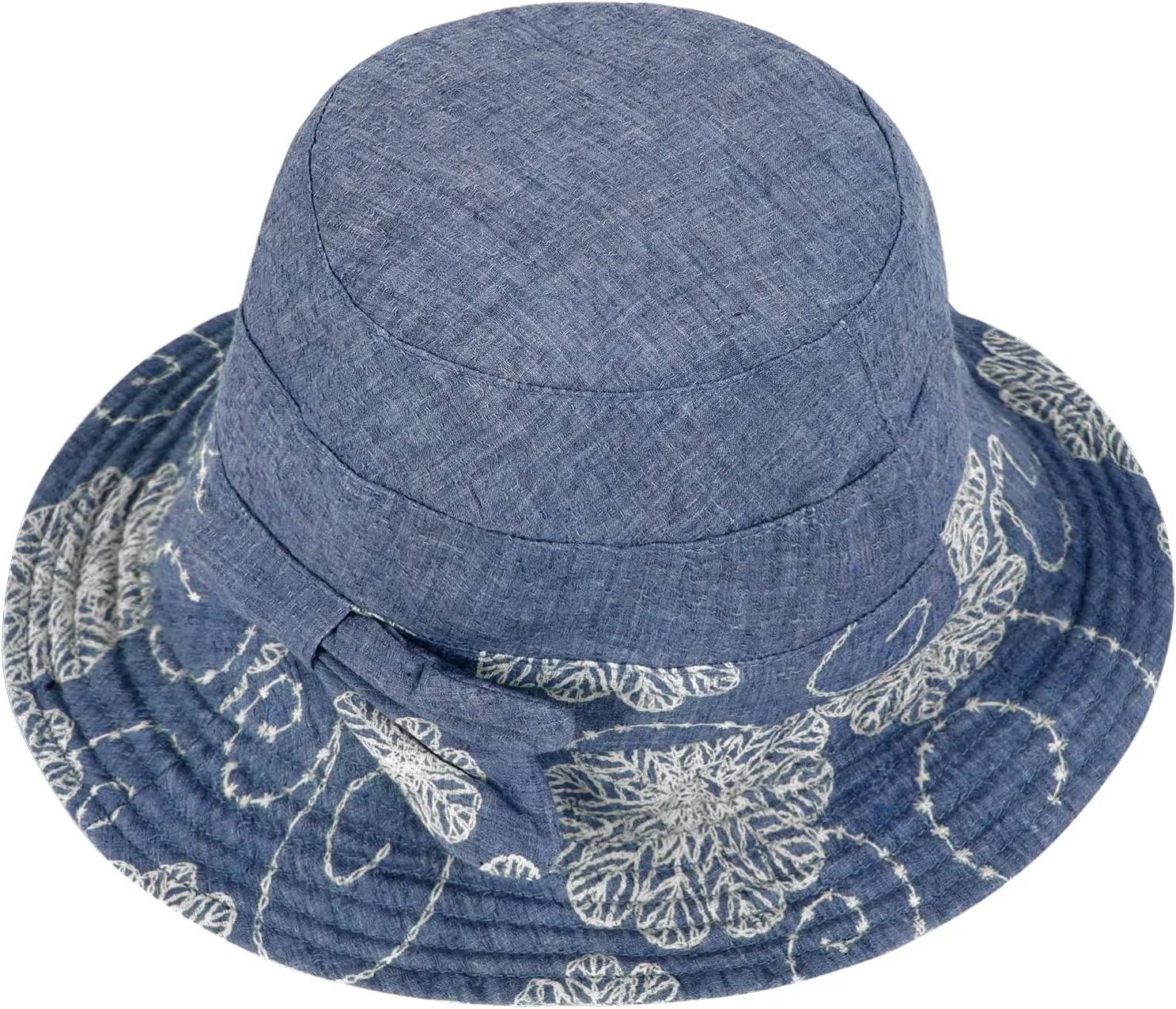 Summer Beach Sun Hats for Women Ladies Wide Brim Floral Cotton Packable Bucket Hat Travel Sun Protection UPF 50  Hat