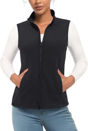 TACVASEN Women's Fleece Vest Lightweight Warm Vests Outerwear Sleeveless Zip Jacket Fall Winter Soft Vest with Pockets
