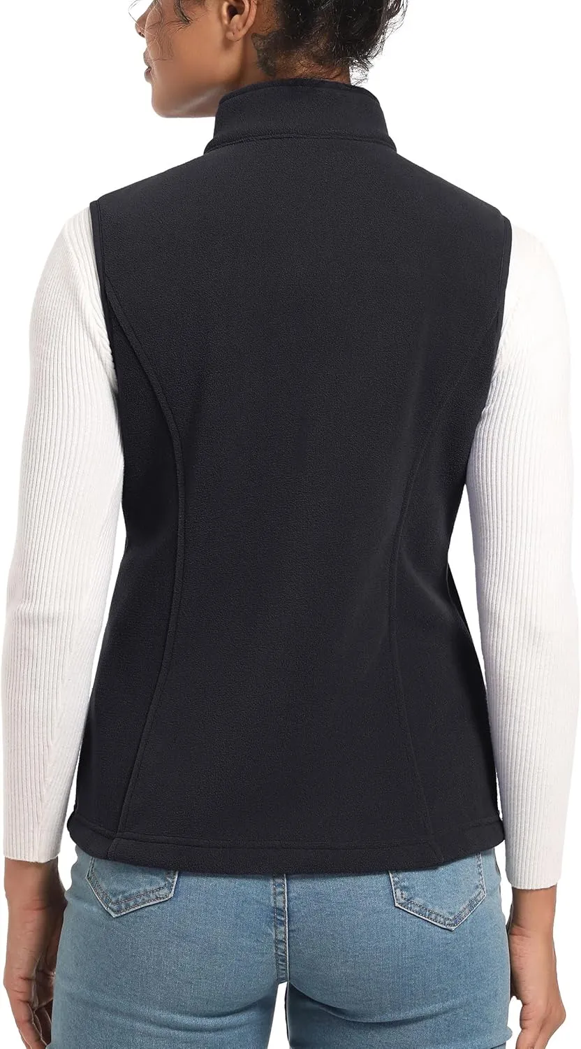 TACVASEN Women's Fleece Vest Lightweight Warm Vests Outerwear Sleeveless Zip Jacket Fall Winter Soft Vest with Pockets