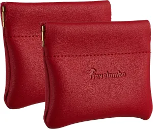 Travelambo Leather Squeeze Coin Purse Pouch Change Holder For Men & Women 2 pcs set