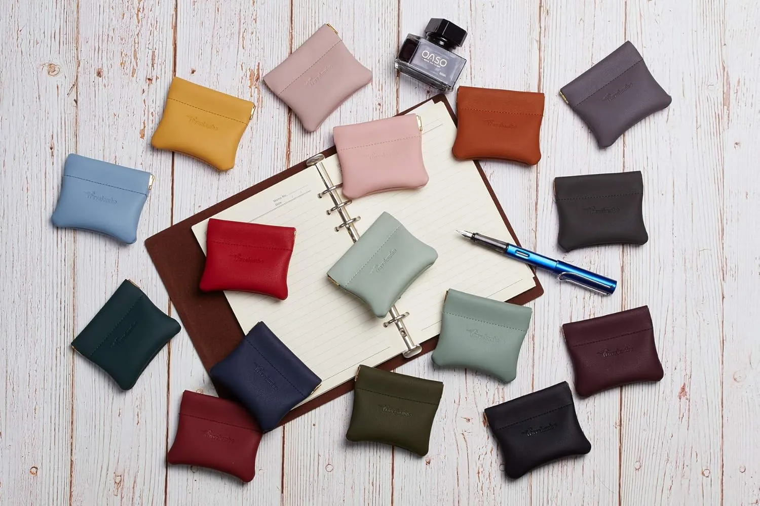 Travelambo Leather Squeeze Coin Purse Pouch Change Holder For Men & Women 2 pcs set
