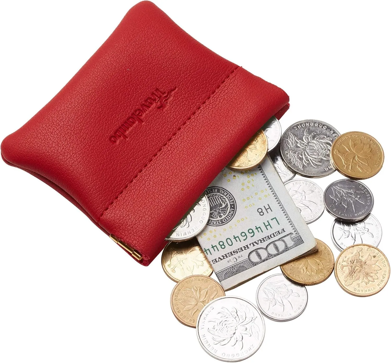 Travelambo Leather Squeeze Coin Purse Pouch Change Holder For Men & Women 2 pcs set